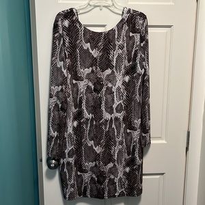 JLo snake skin pattern long sleeve bodycon dress
